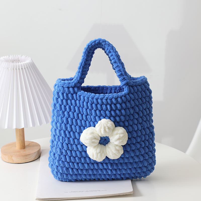 Hand Knitted Thick Wool Crochet Tote Bag