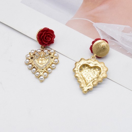 Love Rose Earrings Palace Light Luxury Stud Earrings Accessories