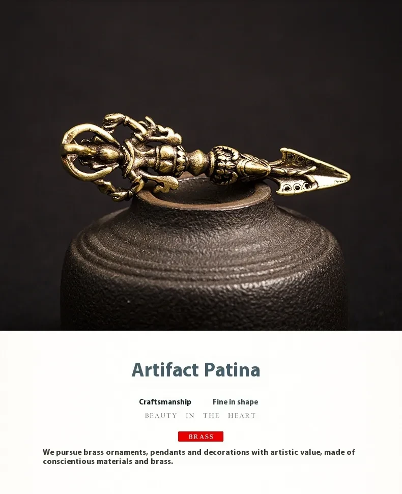 Brass Elephant God King Kong Tibetan Tantra Dharma-vessel Monster Subduing Club Vajra Keychain