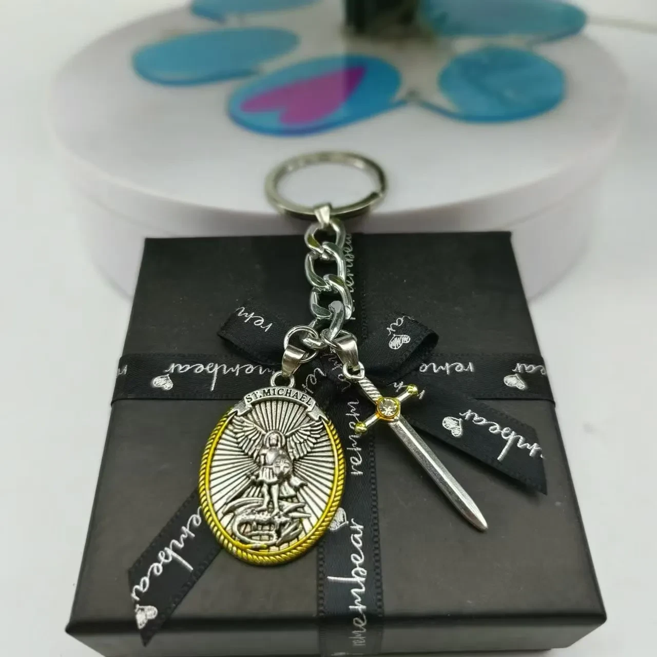 Jesus Keychain Shield Knight Vintage Pendant