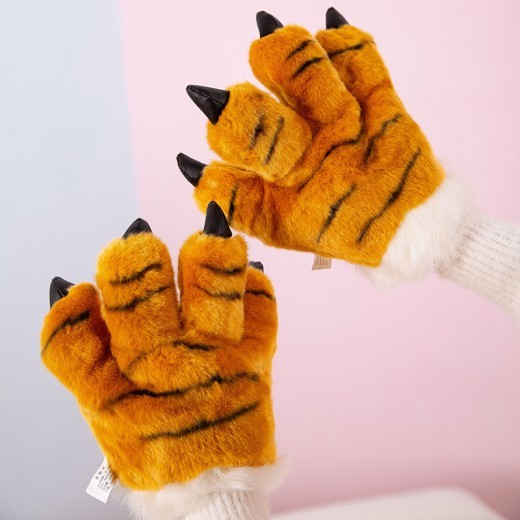 Plush Toy Zoo Children Props Tiger Paw Gloves Hand Warmer Pillow