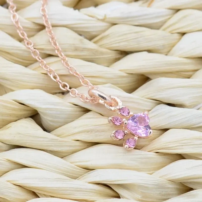 Animal Footprint Pink Diamond Pendant