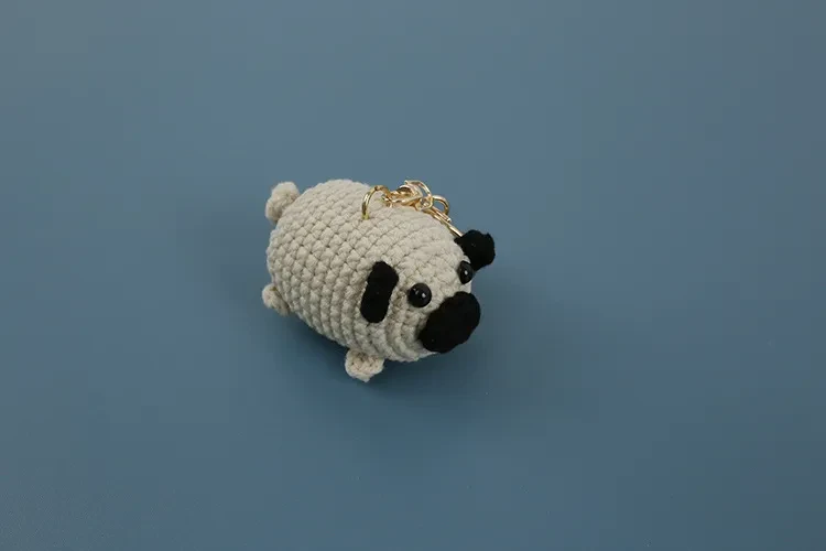 Pug Dog Hand-woven Doll Pendant Woven Women's Wool Crocheted Keychain Exquisite Hand-made Finished Product