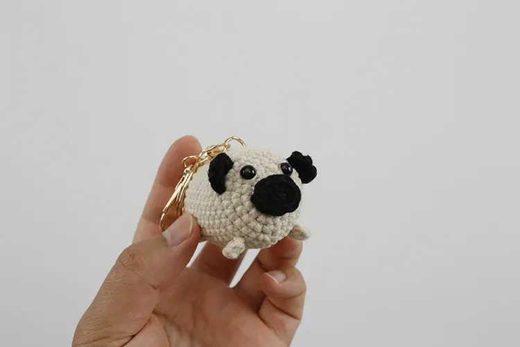 Pug Dog Hand-woven Doll Pendant Woven Women's Wool Crocheted Keychain Exquisite Hand-made Finished Product