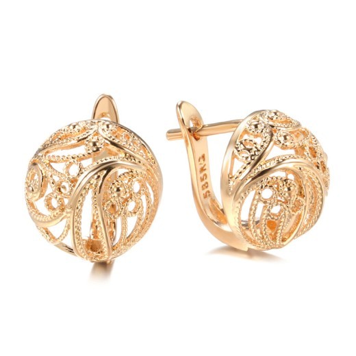 Elegant Simple And Fashionable 585 Rose Gold Earrings For Women