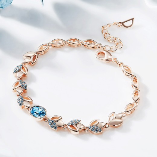 Women Models European And American Temperament Rose Gold Leaf Bracelet