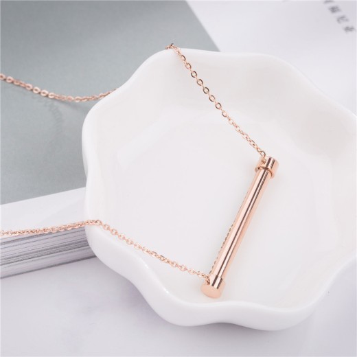 Diamond Word Necklace Fashion Simple Titanium Steel Rose Gold Plated