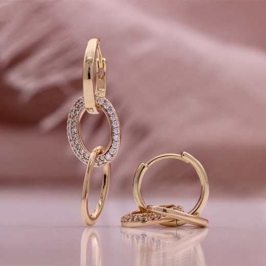 Micro Inlaid Zircon Rose Gold Multi-functional Round Ring Earrings