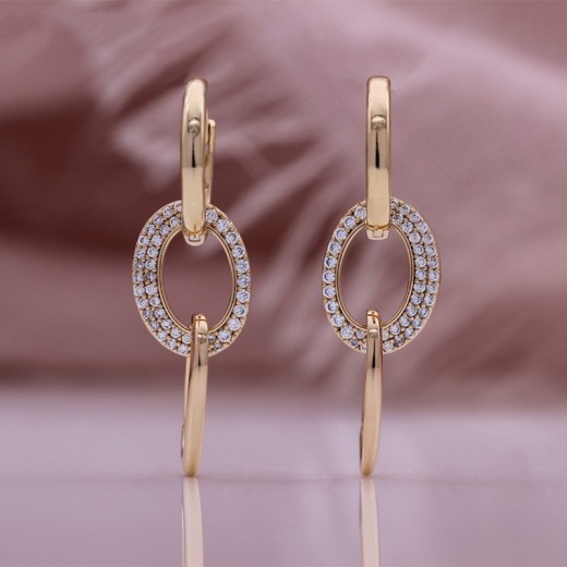 Micro Inlaid Zircon Rose Gold Multi-functional Round Ring Earrings