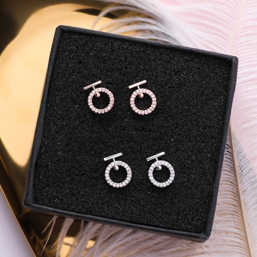 Rose Gold Ring Earrings Female Temperament Goddess Fan Korea Delicate Small Earrings