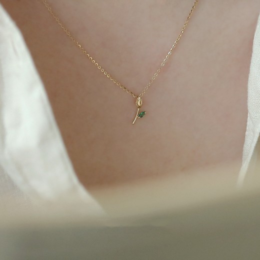 S925 Sterling Silver Rose Necklace Feminine Pendant Small Flower