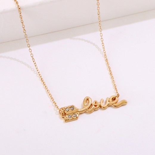 Japanese And Korean Simple Rose Gold Letter LOVE Necklace