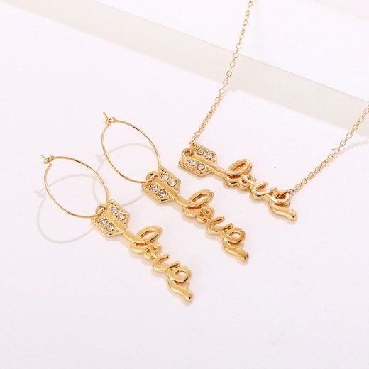 Japanese And Korean Simple Rose Gold Letter LOVE Necklace
