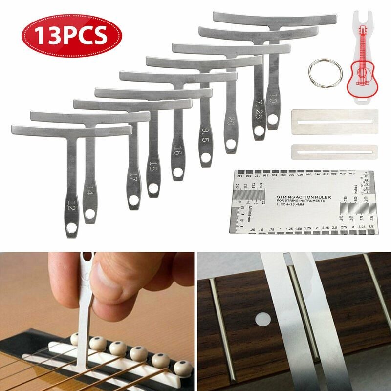 13pcs Understring Radius Gauge Guitar Bass Setup Luthier Tools Kit