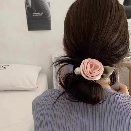 Satin Retro Rose Hair Ring Headdress French Flower Simple