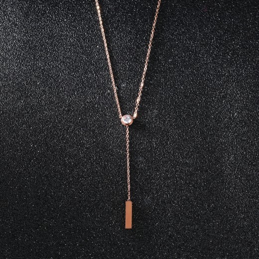 Single diamond tassel pendant rose gold necklace clavicle chain