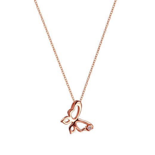 925 Sterling Silver Hollow Butterfly Rose Gold Female Fashion Niche Light Luxury Clavicle Chain