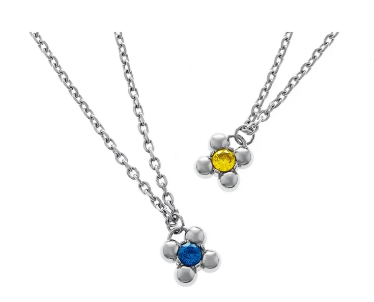 Quadrangular Flower Pendant Necklace Colorful