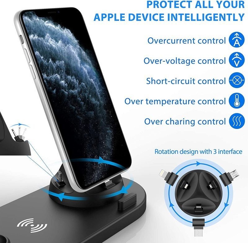 Wireless Charging Dock Station 4 in 1 iPhone AirPod Apple Watch Charger