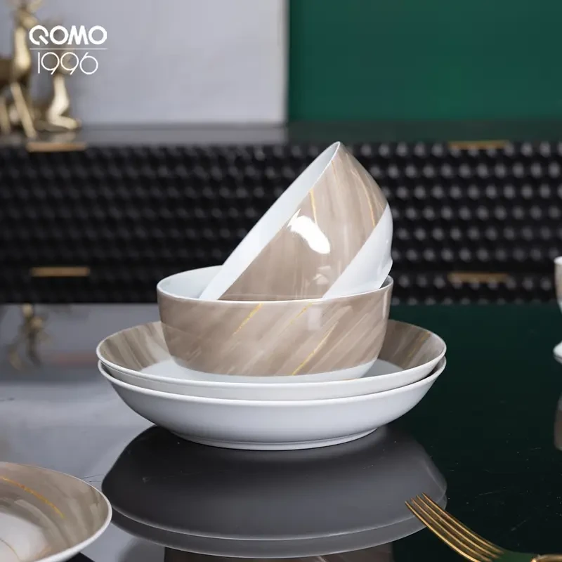 12/24pcs Round Ceramic Dinnerware Sets