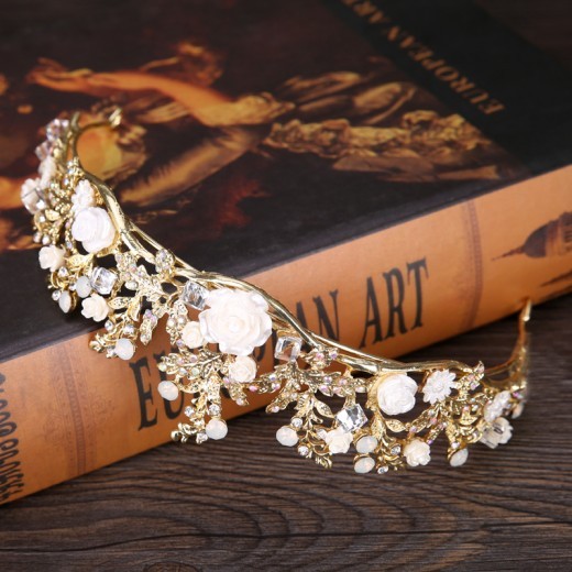 Fashion Ladies Alloy Flower Crown Headband