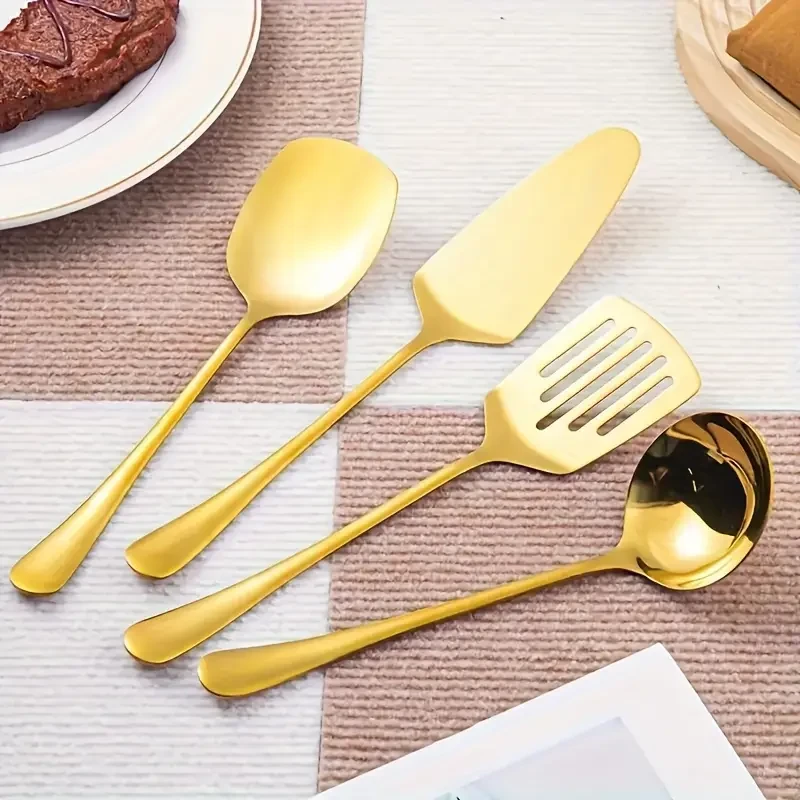 WONGIRL 9pcs Luxury Golden Stainless Steel Kitchen Utensil Set