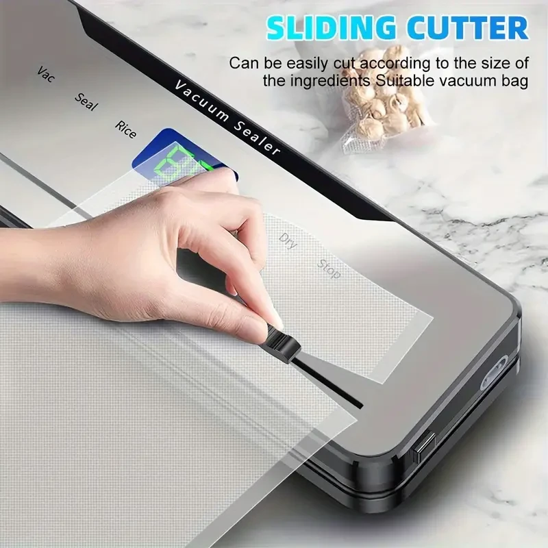 Electric Food Vacuum Sealer Automatic Dry Wet Sealing Packaging Machine With Built-in Cutter+30 Storage Bags