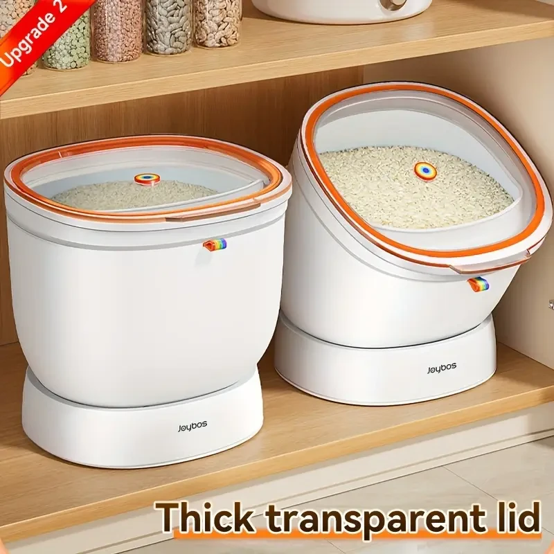 JOYBOS 5.9KG Gravity-Fed Rice Storage Container with Rotating Dispenser