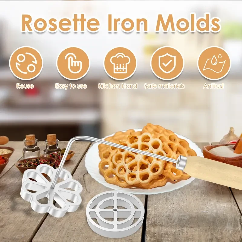 Aluminum Rosette Iron Molds Set with Handle