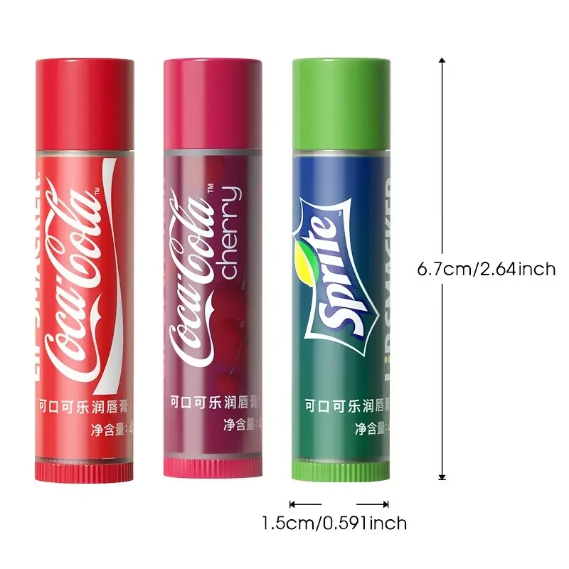 LiP SMACKER Coca-Cola Collaboration 3pcs Lip Balm Set with Moisturizing Cola Flavor + Sprite Flavor + Cherry Flavor