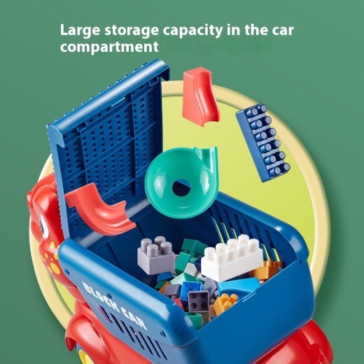 Dinosaur Unit Blocks On Wheels Children's Puzzle Large Particle Assembly Multi-function