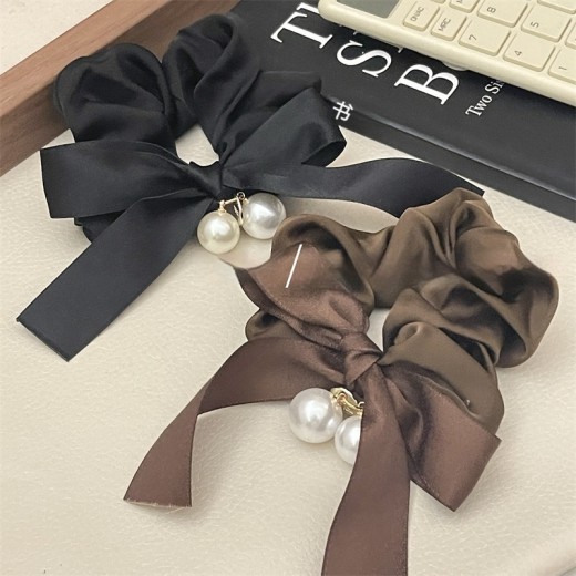 Pearl Bow Large Intestine Hair Ring High Sense