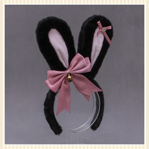 Lolita Animal Ears Accessories Diamond Bowknot Plush Rabbit Ears Headband