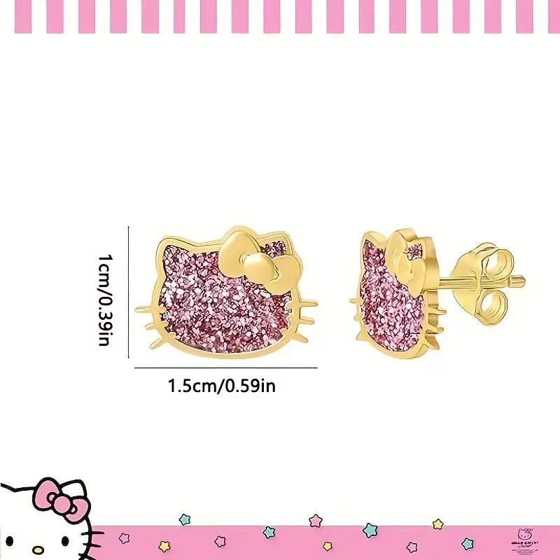 Sanrio Hello Kitty Pink Sparkling Stud Earrings