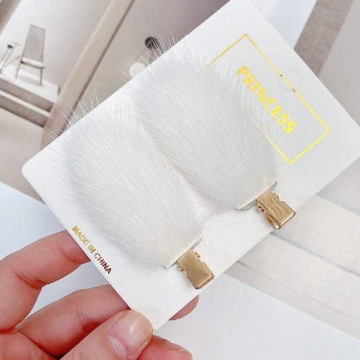 Fashion Women's Mink Hair Seamless Plush Hairpin