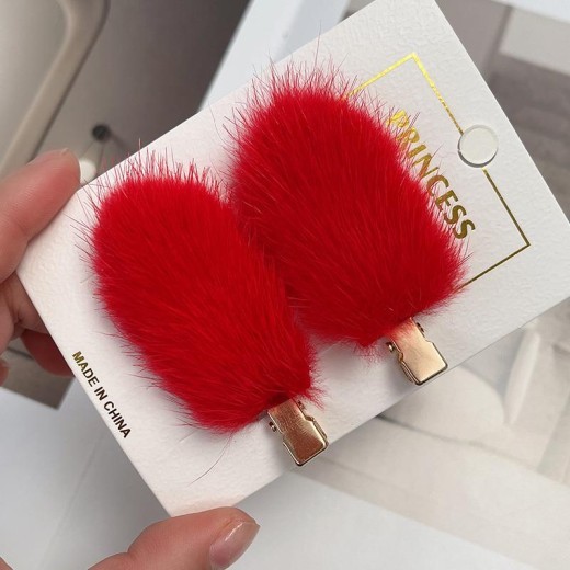 Fashion Women's Mink Hair Seamless Plush Hairpin