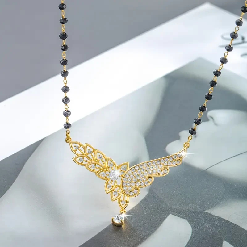 1 Set Vintage Copper Jewelry - Winged Pendant Necklace & Earrings