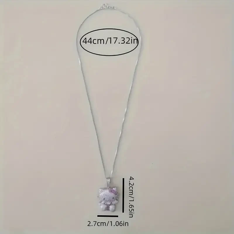 1pc Officially Authorized Hello Kitty Rhinestone Pendant Necklace