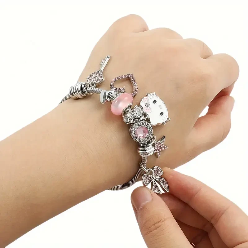 Sparkling Rhinestone Hello Kitty 2pcs Fashion Jewelry Set