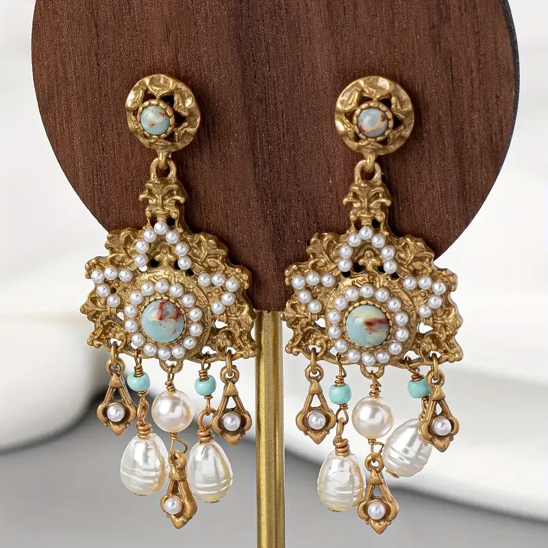 Vintage French-Style 22K Golden Plated Copper Earrings
