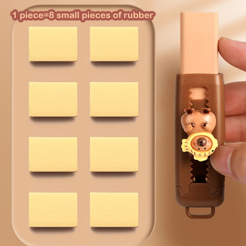 Kawaii Push-Pull Capybara Eraser - Soft, Mess-Free School Supplies
