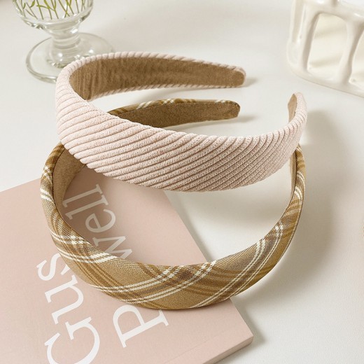 Wide Version Thick Solid Color Striped Plaid Headband