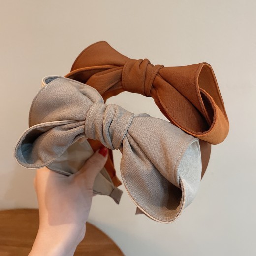 Retro Solid Color Three-dimensional Multilayer Bow Headband
