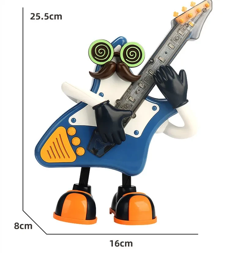 Electric Dancing Mr Rock & Roll Music Light Swing Saxophone Guitar Dancing Robot Toy