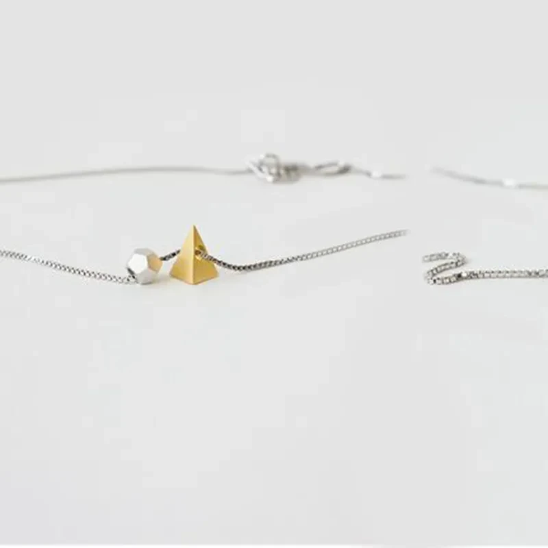 Silver gilded sketch geometry pendant