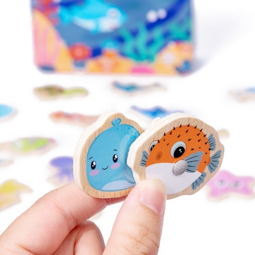 Children's Magnetic Fishing Toy Iron Box Wooden Baby Brain And Intelligence Suit