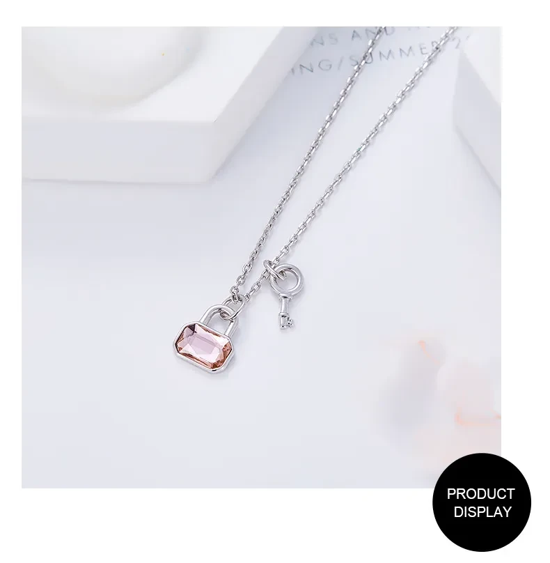 Heart lock key pendant clavicle chain