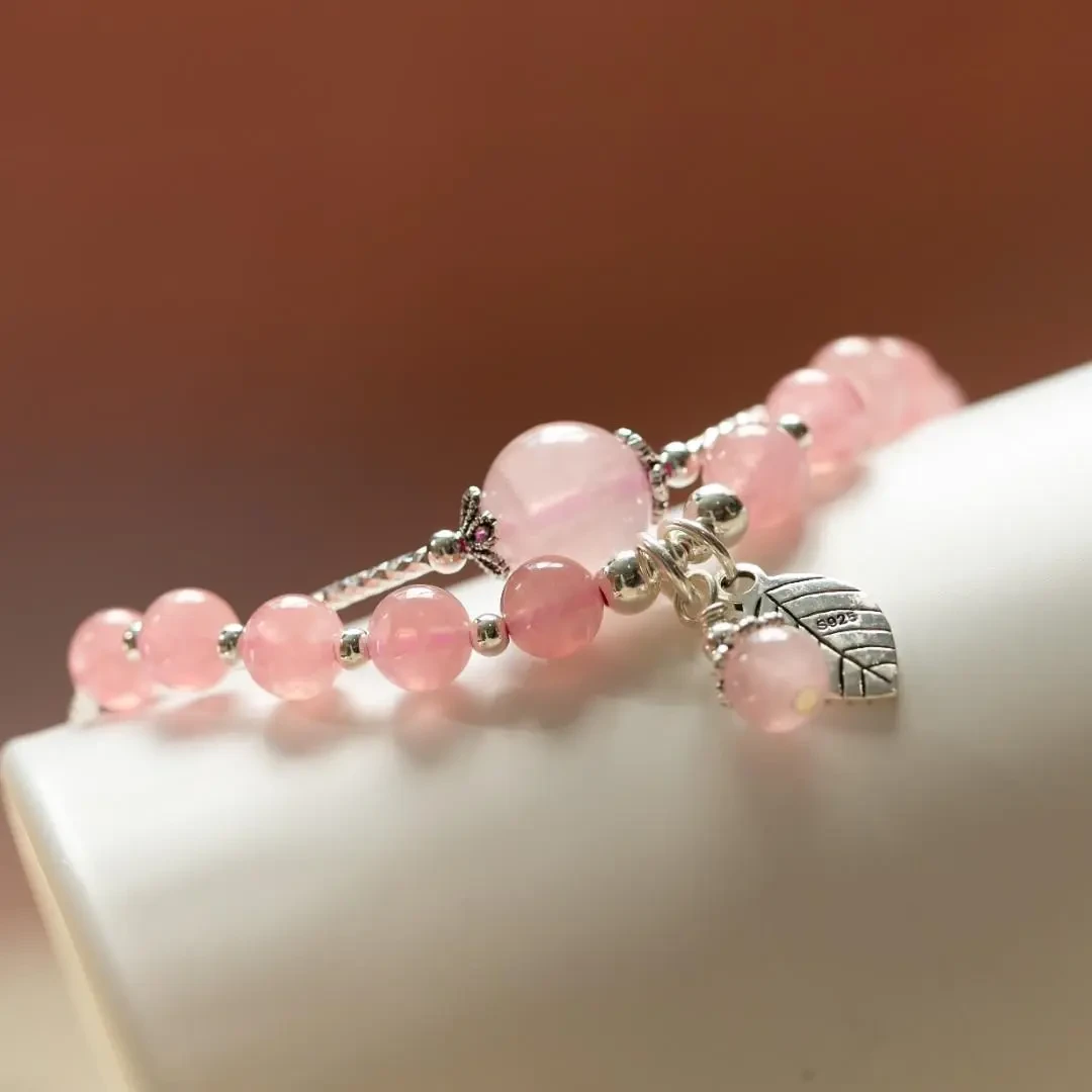 Double Circle Bracelet With Leaf Pendant