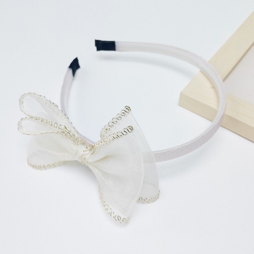 New Children's Mesh Gold Edge Bow Headband