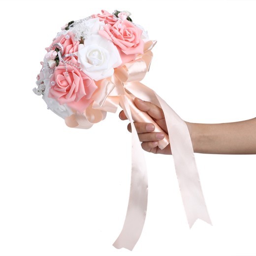 Artificial Wedding Bouquet Simulation Bridal Holding Flower Decoration Wedding SuppliesPink